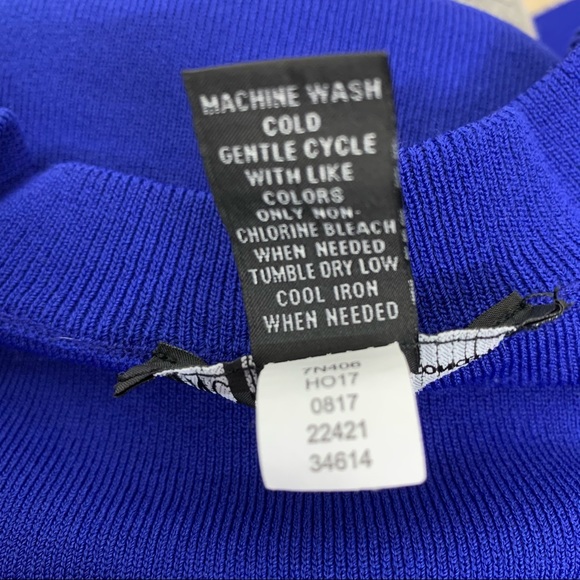 INC Macy’s Solid Cobalt Blue Stretchy Dressy Sweater  Tiered Ruffle Sleeve - Picture 13 of 16